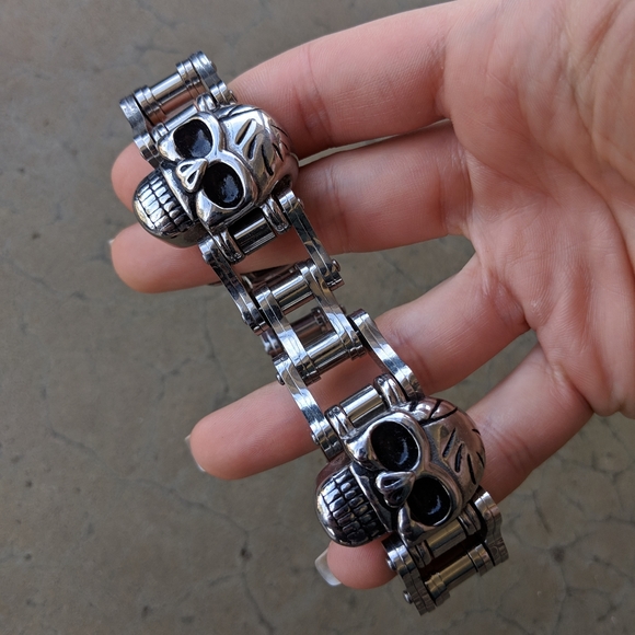 Other - 🆕Stainless Steel Skull Biker Chain Bracelet